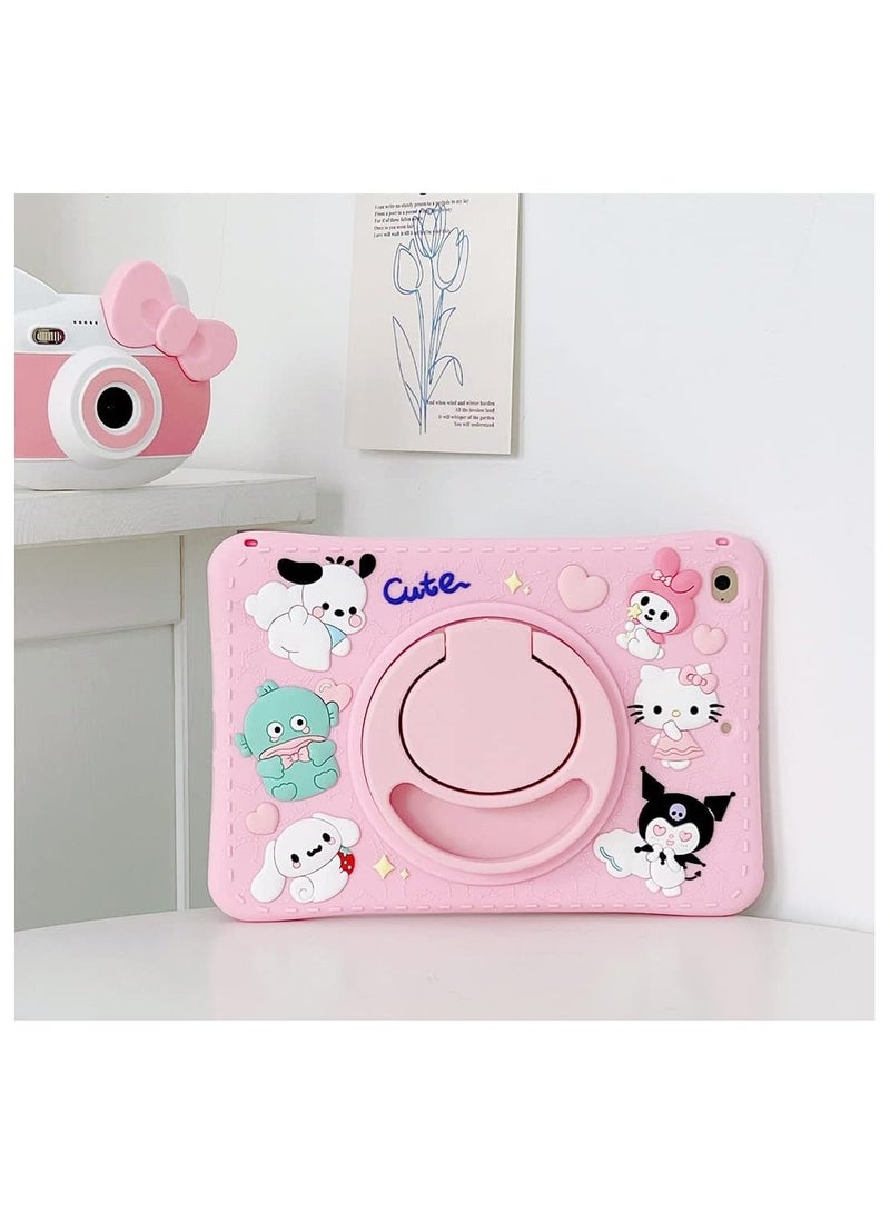 عام لحافظة iPad 10.2 بوصة 2021/2020/2019 مع قاعدة قابلة للدوران بزاوية 360 درجة وتصميم كرتوني لطيف ومقاومة للصدمات بسيليكون بوصة 10.2” - Image 4