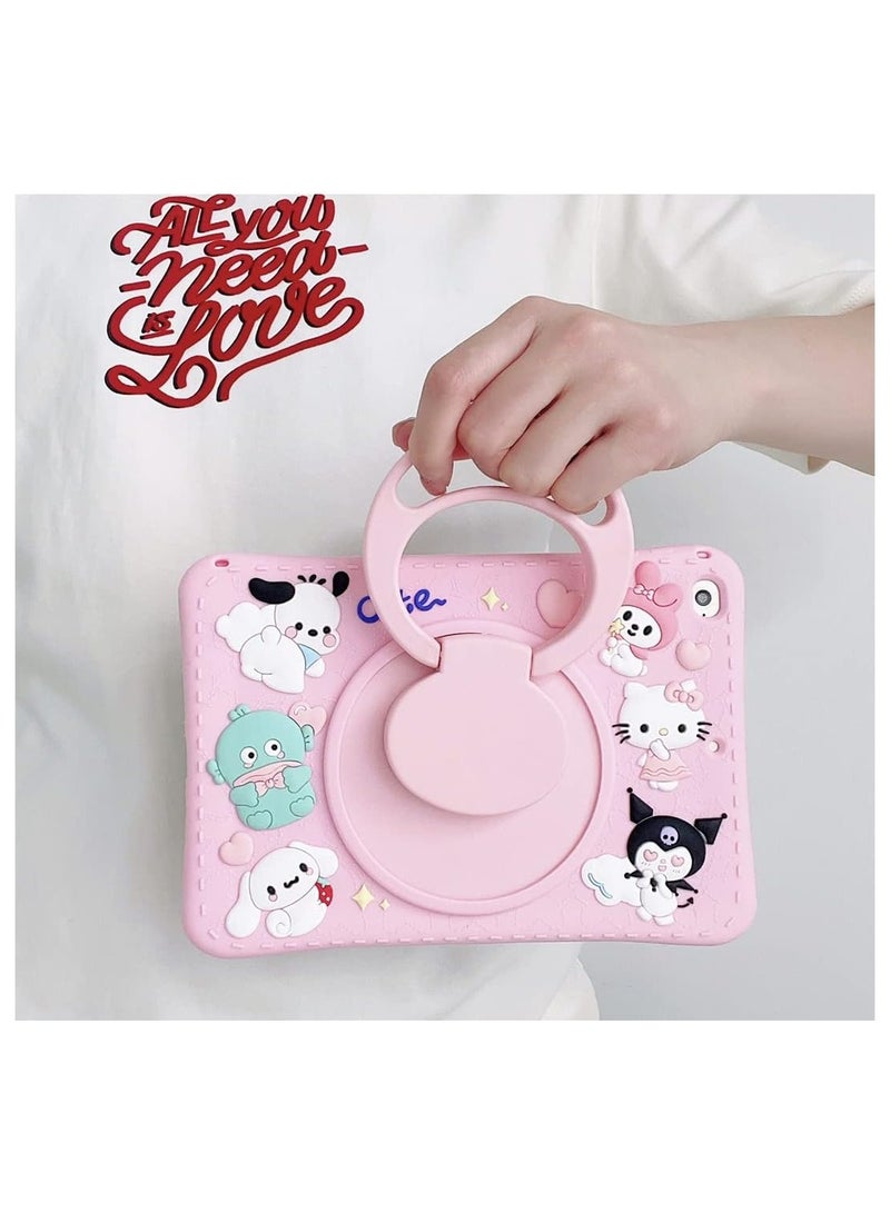 عام لحافظة iPad 10.2 بوصة 2021/2020/2019 مع قاعدة قابلة للدوران بزاوية 360 درجة وتصميم كرتوني لطيف ومقاومة للصدمات بسيليكون بوصة 10.2” - Image 3