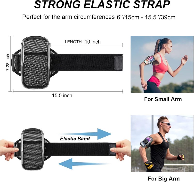 Excefore Running Armband, 6.9''Detachable Running Phone Armband For Iphone 16 15 14 Pro Max 12 Plus X Samsung Android Up, With Key Card Pocket For Exercise Walking Workout Fitness - Image 3