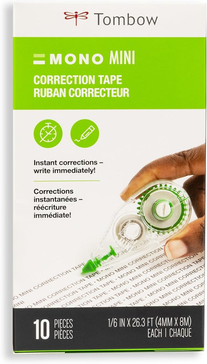 Tombow MONO MINI Correction Tape - 10 Pack, Instant Correction for Writing and Typing - Image 2