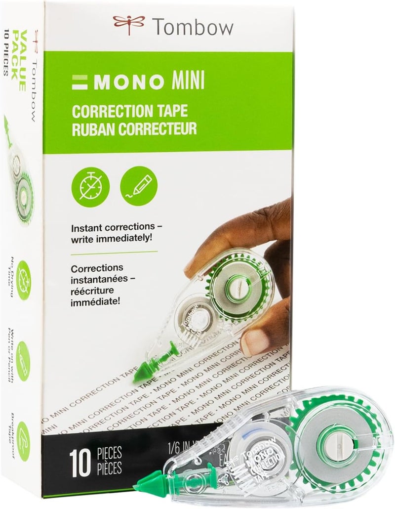 Tombow MONO MINI Correction Tape - 10 Pack, Instant Correction for Writing and Typing - Image 1