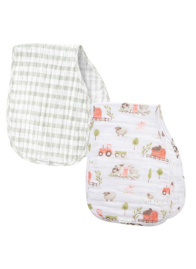 Stephen Joseph Stephen Joseph, Muslin Baby Burp Cloths, 2-Pack 100% Cotton, Burp Cloth for Baby Boys and Girls, Farm 