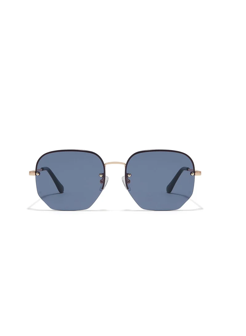 Blackout Nina Ii,Unisex Sunglasses, Hexagon Sunglasses, UV Protection: UV400 (Rose Gold,Blue)