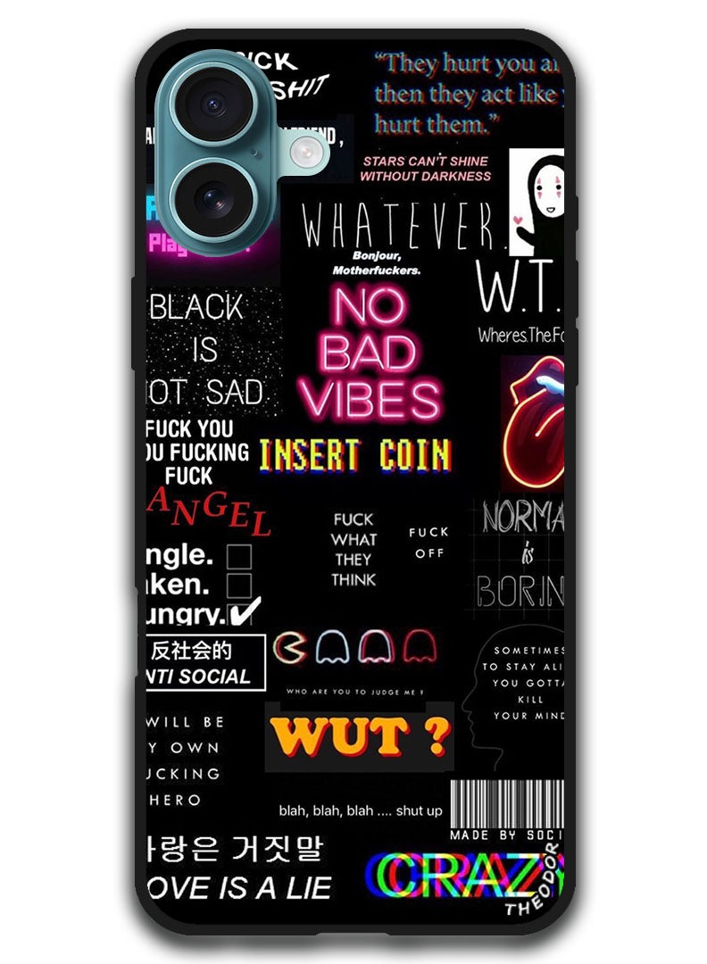 Theodor Protective Case Anti Scratch Shock Proof Bumper Cover For iPhone 16 (6.1)-inch No Bad Vibes - Image 1