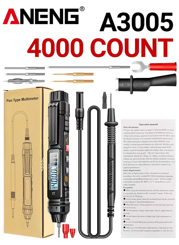 ANENG A3005 Pen type Multimeter 4000 count AC/DC Digital Portable Automatic Multimeter  - Image 1
