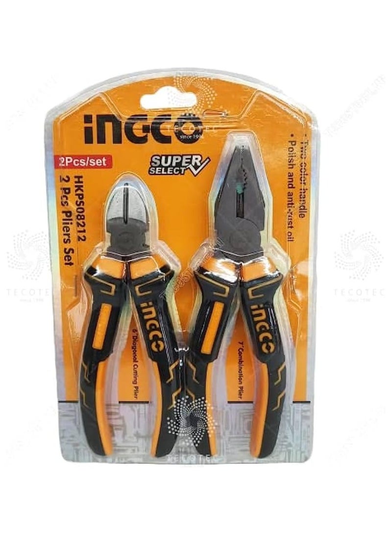 Ingco HKPS08212 Set of 2 Pliers + Clipper - Image 2