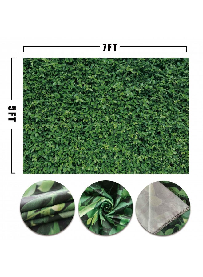 Msocio 7x5ft Polyester Spring Greenery Leaves Grass Nature Photography Backdrop Green Grass Background for Birthday Wedding Safari Dinosaur Baby Shower Party Decorations Banner Portrait Photo Booth - Image 1