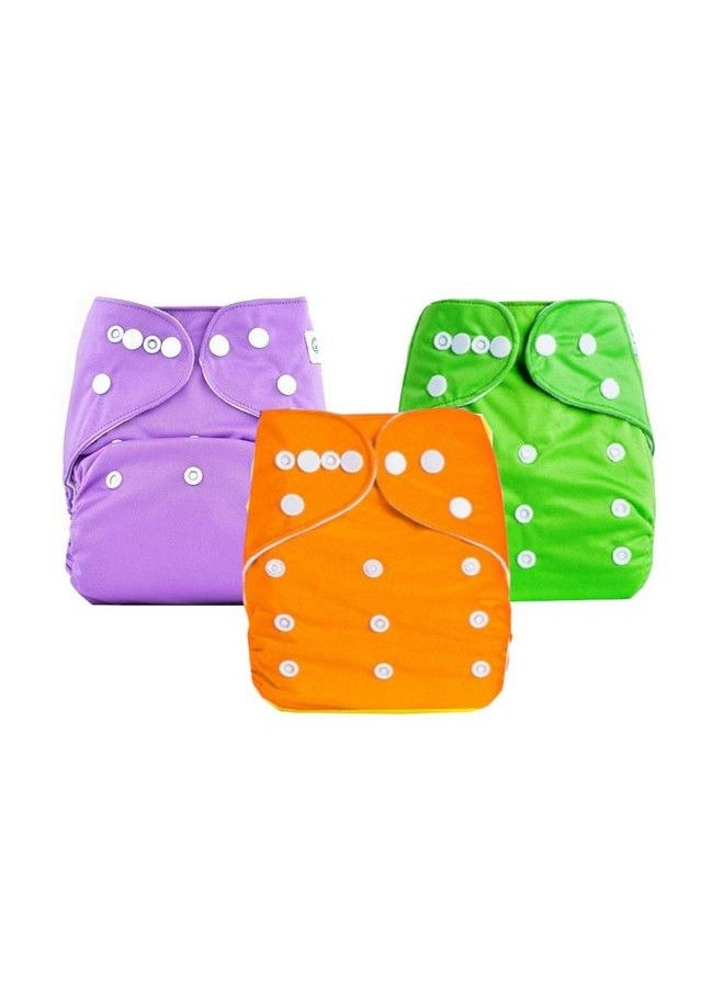 Chinmay Kids Reusable Baby Washable Baby Cloth Diaper With 3 Layered Micro Fibre Insert Pads (3 Diapers + 3 Insert Pads) (Assorted Colours)  - Image 2