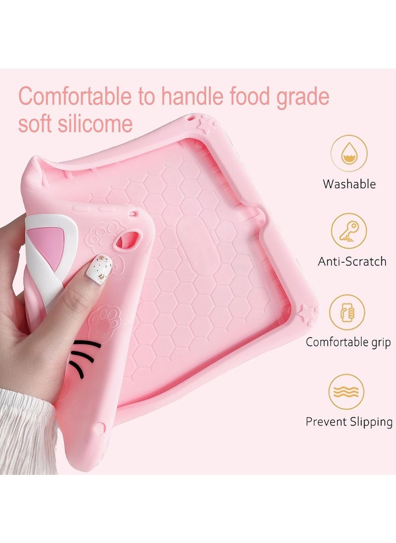 VKL Case Compatible with Samsung Galaxy Tab A9 Plus 11 Inch 2023 Cover, Cute Cat Kids Case with 360° Rotating Handle Kickstand Shockproof Rugged Kids Friendly Tablet (Pink)  - Image 5