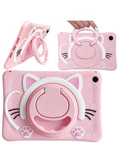 VKL Case Compatible with Samsung Galaxy Tab A9 Plus 11 Inch 2023 Cover, Cute Cat Kids Case with 360° Rotating Handle Kickstand Shockproof Rugged Kids Friendly Tablet (Pink)  - Image 1