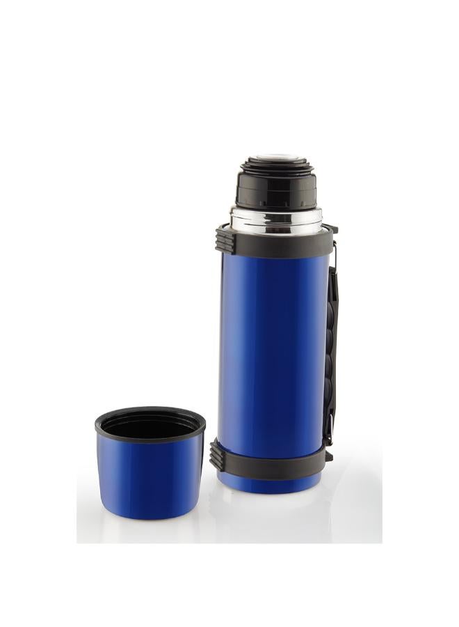 LA VITA Stainless Steel Thermos with Handle & Cup Lid -Blue - Image 3