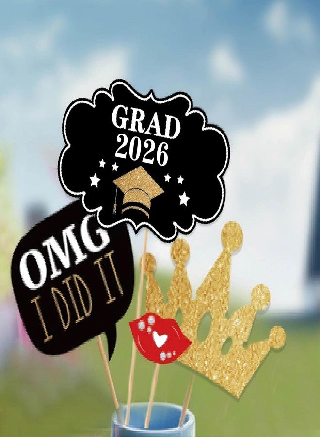 PADELO Happy Graduation 2026 Photo Booth Props 35pcs Funny Large Graduation Photo Props Class of 2026 Grad Decor with Sticks for Kids Boy Girl Women Men Graduation Party Favors Supplies Decorations - Image 5
