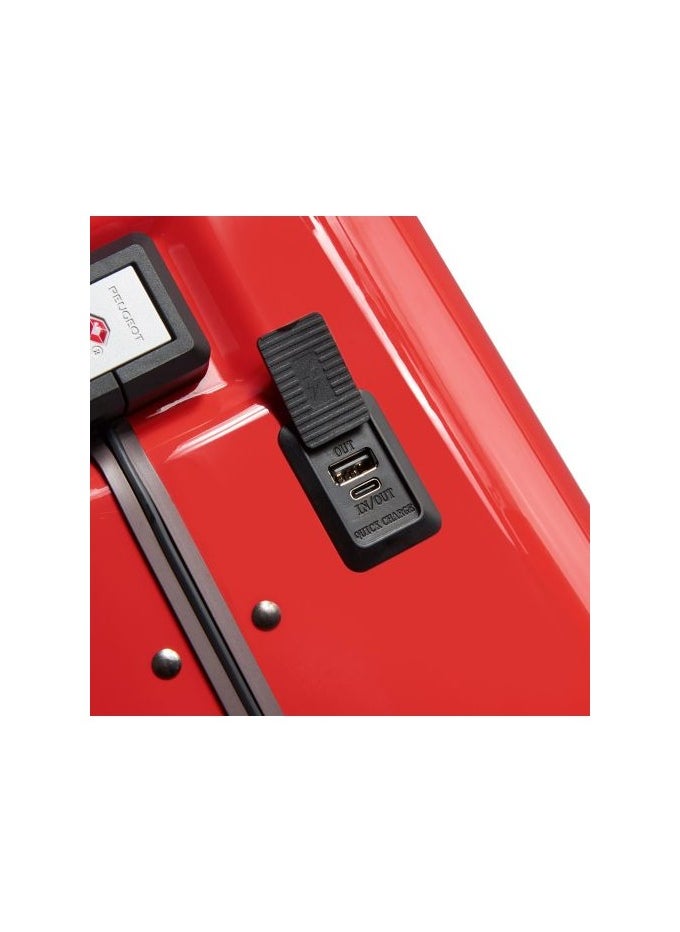 PEUGEOT Voyages 55cm Hardcase 4 Double Wheel  Cabin Luggage Trolley Red  - Image 4