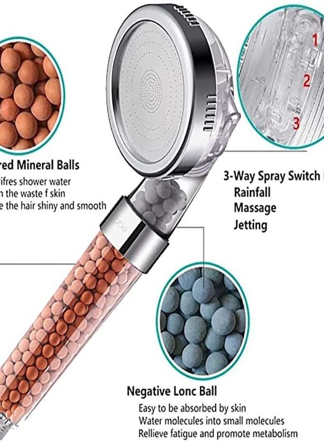 ecomcity - ecom city Filtered Shower Head for Hair Loss with Ionic balls and and 3 pressure modes. Handheld Shower - Image 1