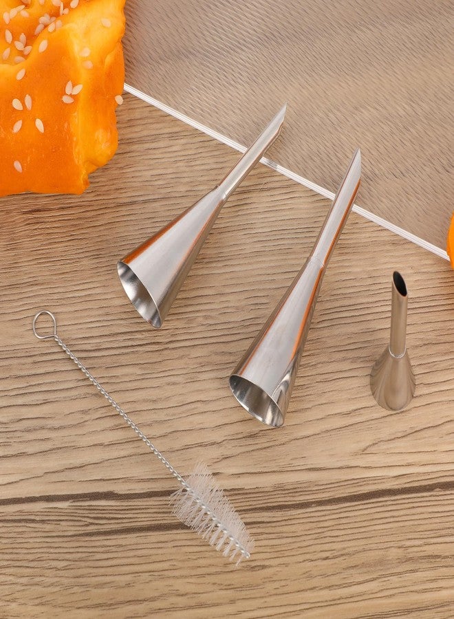 Penitue 3pcs Puff Cream Filling Piping Tip Kit, Long Stainless Steel Piping Nozzle with 50 Pastry Bags Single Use & Cleaning Brush Cake Filler Injector Decorating Tool Set for Donut Cupcake Ice Cream Dessert - Image 3