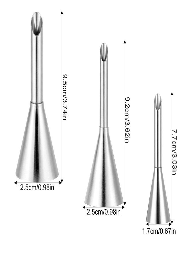 Penitue 3pcs Puff Cream Filling Piping Tip Kit, Long Stainless Steel Piping Nozzle with 50 Pastry Bags Single Use & Cleaning Brush Cake Filler Injector Decorating Tool Set for Donut Cupcake Ice Cream Dessert - Image 2