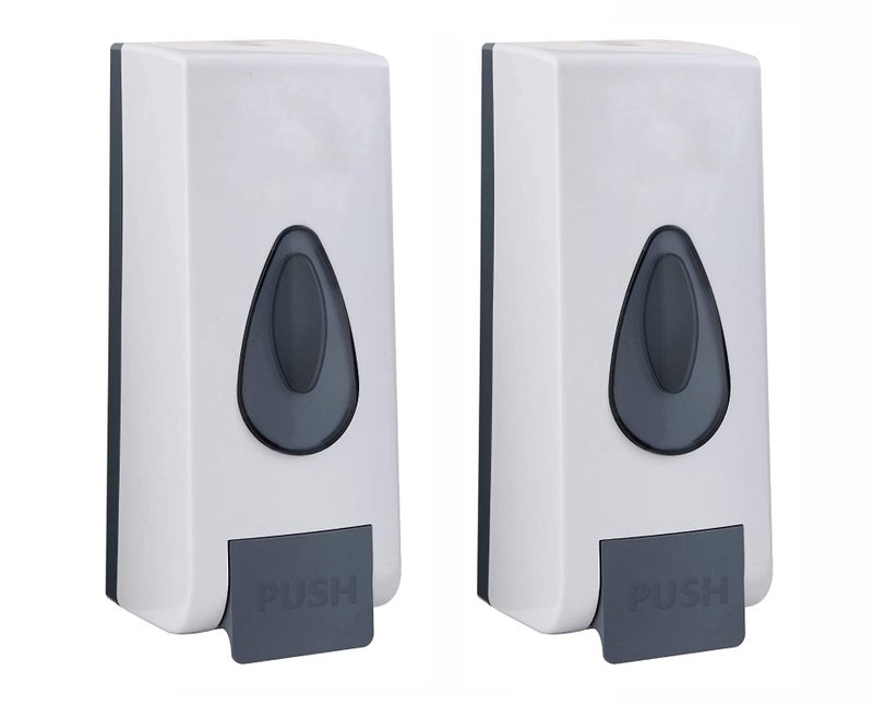 BATH GURU Abs Wall Mounted Shampoo Sanitizer Lotion Hand Dish Wash Gel Liquid Soap Dispenser for Bathroom Kitchen Pack of 2 (350 Ml, Push White) - Image 1
