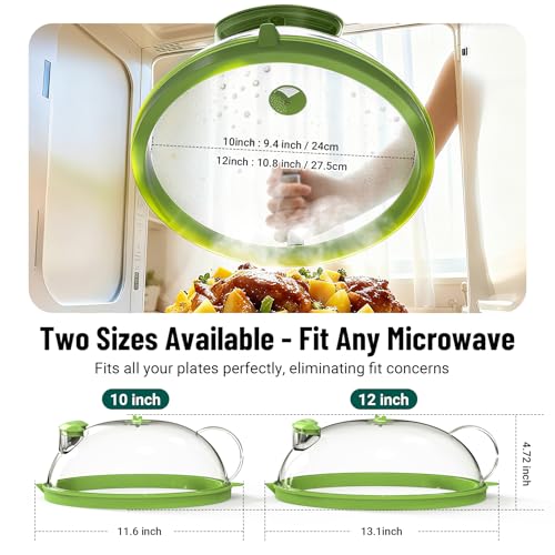 Bobomoment Microwave Splatter Cover with Water Steamer, Upgraded Microwave Cover for Food with Handle, Clear Plate Covers, Splatter Guard, Kitchen Essentials Gadgets, House Warming Gifts New Home, 10 Inch - Image 4