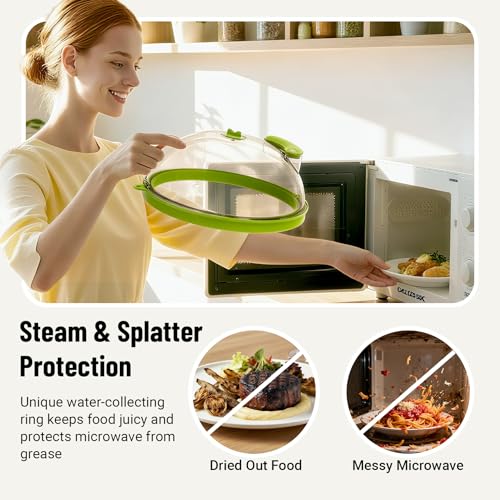 Bobomoment Microwave Splatter Cover with Water Steamer, Upgraded Microwave Cover for Food with Handle, Clear Plate Covers, Splatter Guard, Kitchen Essentials Gadgets, House Warming Gifts New Home, 10 Inch - Image 2