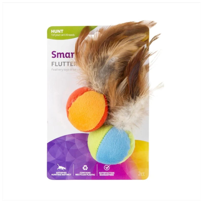 SmartyKat Flutter Balls Catnip Plush and Feather Cat Toys Erratic Motion for Batting Pouncing Fun for Cats Kittens Set of 2 - Image 2
