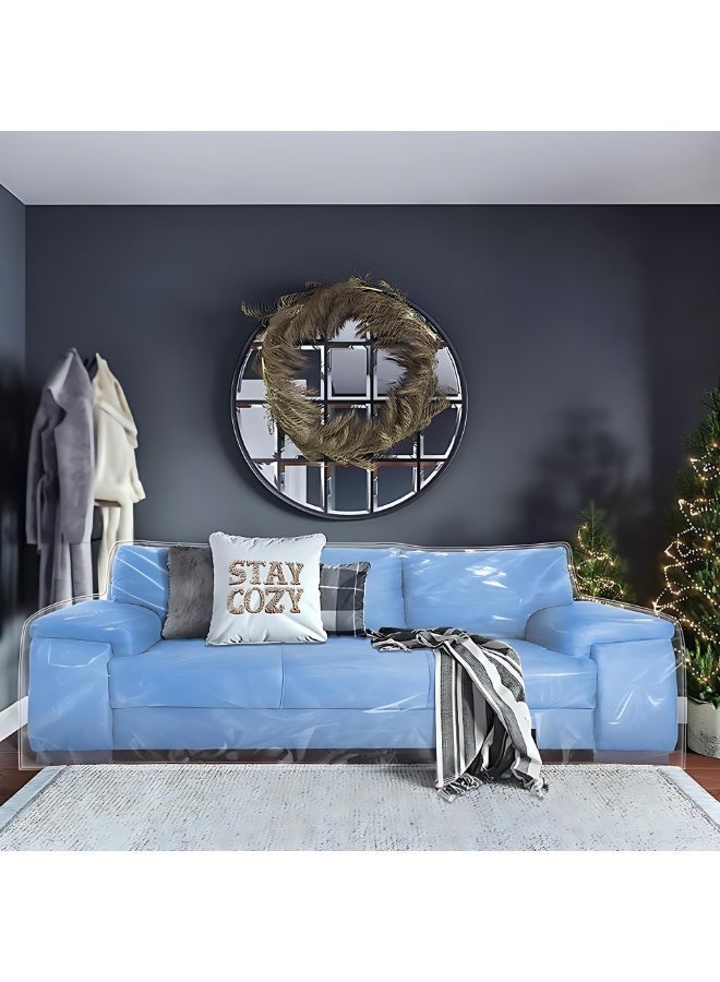 المي هومي غطاء شفاف سميك مقاوم للماء للأريكة (3 مقاعد)، واقي بلاستيكي قوي لحماية الكنبة من خدوش الحيوانات الأليفة والغبار والانسكابات، غطاء أريكة شفاف، ‎96×42×42 بوصة (244×106.7×106.7 سم) - Image 5