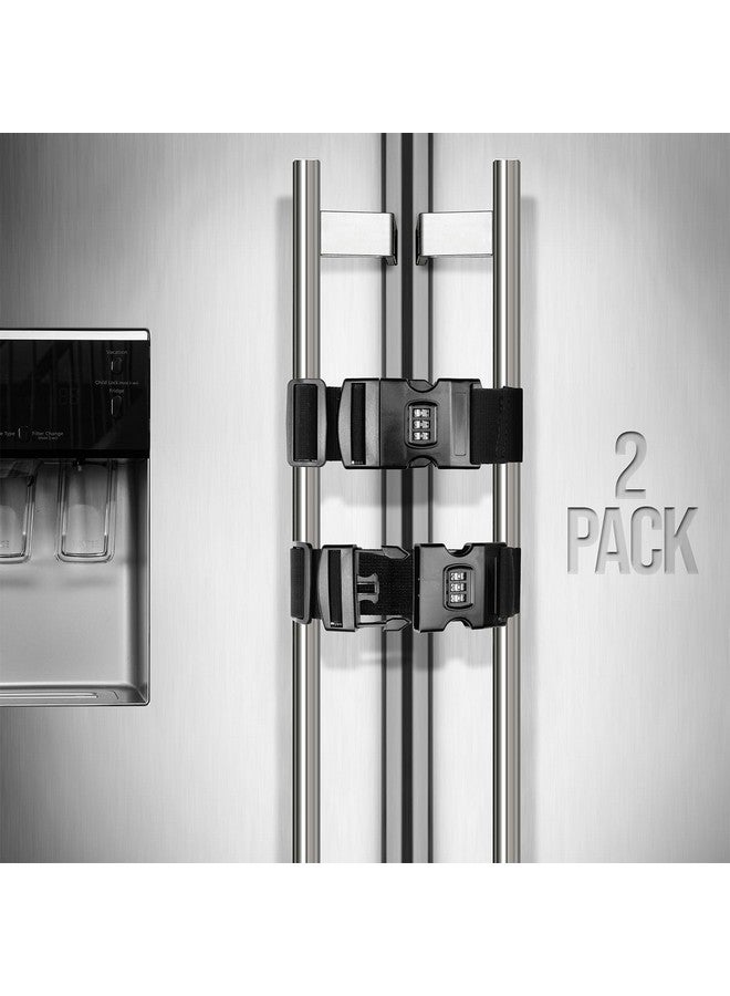 Lion Locks قفل ثلاجة للأطفال والبالغين، (عبوة 2) قفل ثلاجة بأبواب فرنسية، قفل ثلاجة قابل للتعديل للأطفال، toddlers، والبالغين، قفل ثلاجة ذو بابين، تركيب سهل - Image 1