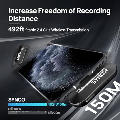 SYNCO Wireless Microphone for iPhone 15/16/17 & Android, 48kHz/24-bit, HiFi Sound Quality, P2XT Mini Microphone for Tiktok, YouTube, Streaming, Vlog Video Recording, USB-C Devices - Image 5