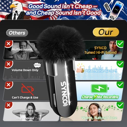 SYNCO Wireless Microphone for iPhone 15/16/17 & Android, 48kHz/24-bit, HiFi Sound Quality, P2XT Mini Microphone for Tiktok, YouTube, Streaming, Vlog Video Recording, USB-C Devices - Image 3