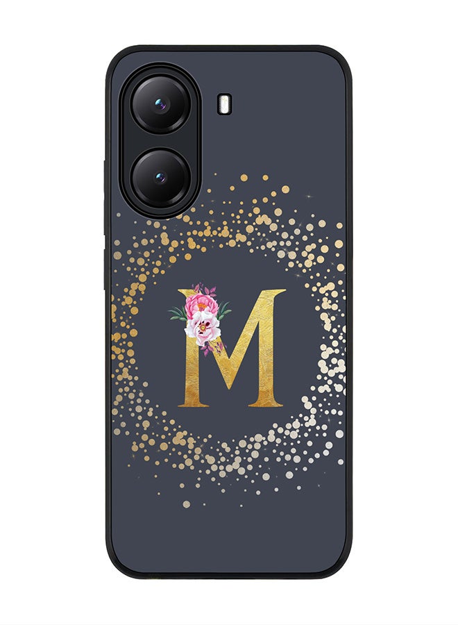 Stylizedd For Xiaomi Poco X7 Pro 5G Case,Slim fit Camera Protection, Shockproof Thin Phone cover  - Custom Monogram Floral - M  (Grey ) - Image 1