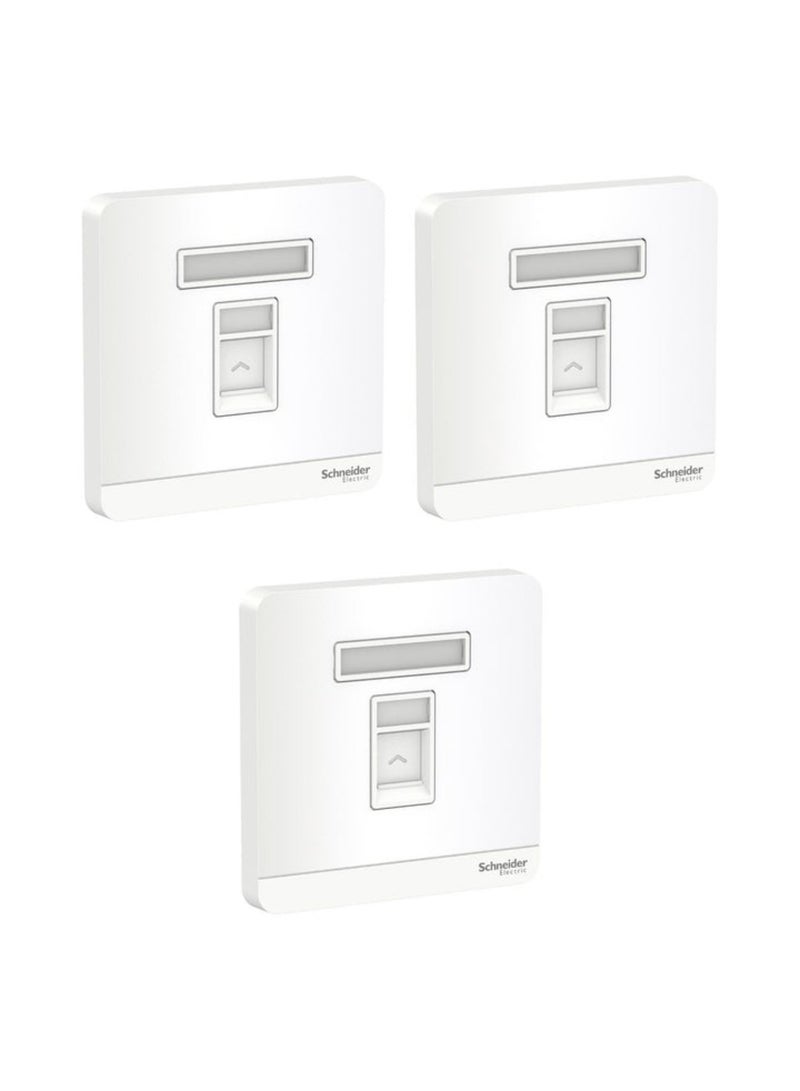 Schneider Electric Schneider Electric E8331RJS_WE AvatarOn White - 1 Gang Keystone Wallplate with Shutter without Ketstone Jack RJ-45 - Pack of 3 