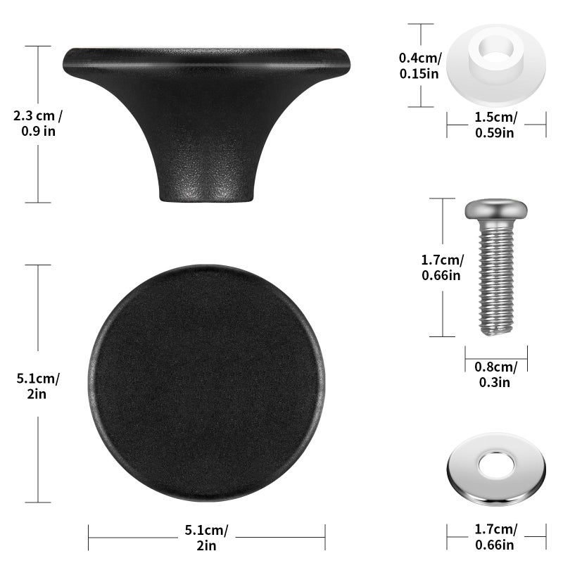 Hotop 4 Sets Le Creuset Knob Replacement Dutch Oven Knob Bakelite Replacement Pot Lid Handle Compatible with Le Creuset, Aldi, Lodge and Other Enameled Dutch Oven, Black - Image 2