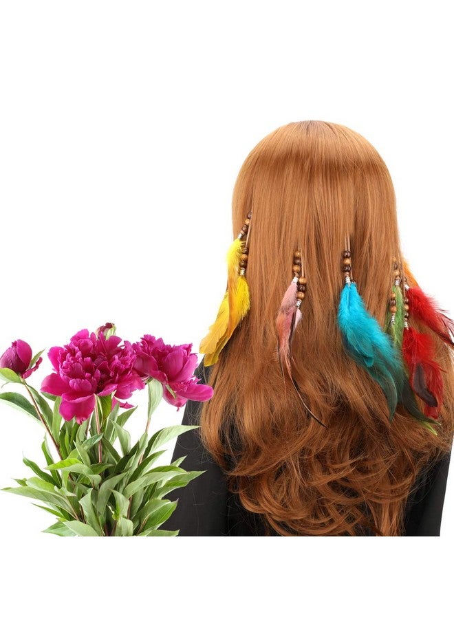 Mimeile Boho Feather Hair Clips Hippie Hair Extensions 6 Pcs Indian Tribal Bead Gypsy Colorful Handmade Feather Tassel Headpiece Festival Cosplay Diy Present For Girl Women Hair Accessories - Image 4