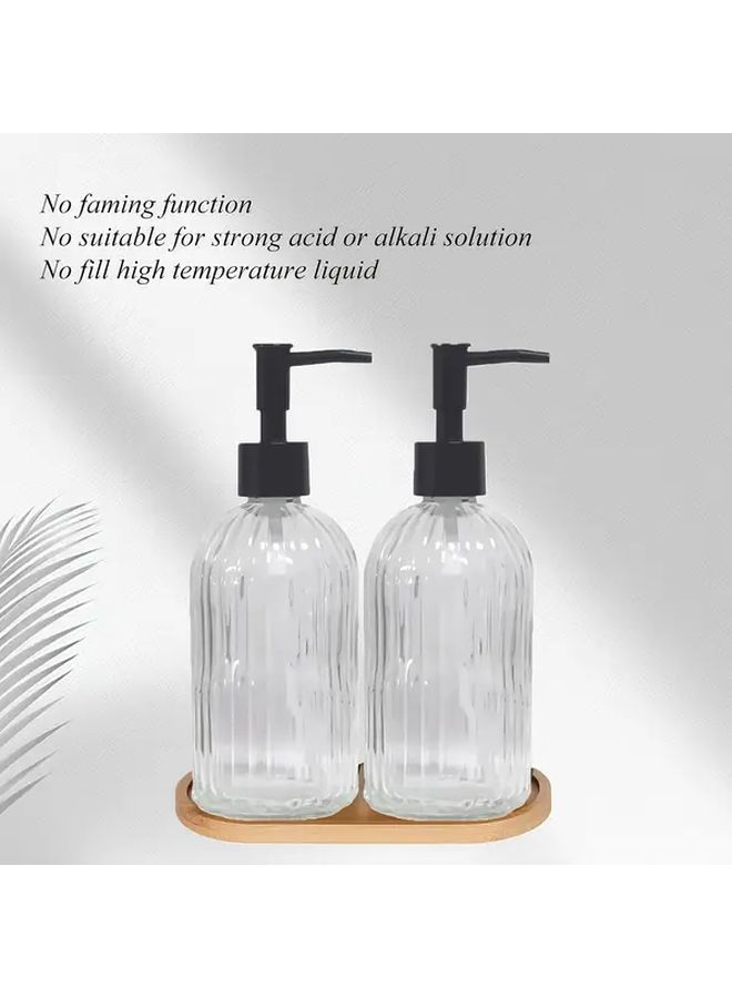 Transparent Glass Soap Dispenser Set With Non Slip Holders Phthalate Free - Image 4