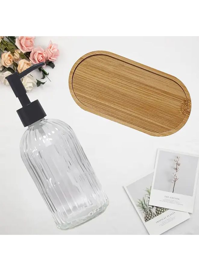 Transparent Glass Soap Dispenser Set With Non Slip Holders Phthalate Free - Image 1