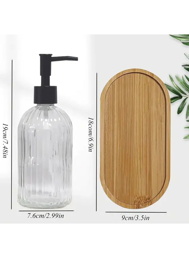 Transparent Glass Soap Dispenser Set With Non Slip Holders Phthalate Free - Image 2