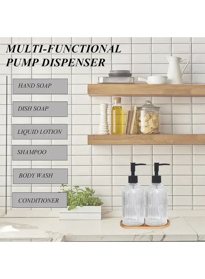 Transparent Glass Soap Dispenser Set With Non Slip Holders Phthalate Free - Image 3