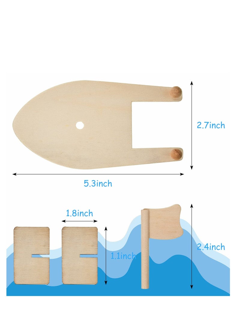 NIBEMINENT 12 Pcs DIY Wooden Sailboat Model Rubber Band Paddle Wood Boat Craft Paint Toys for Birthday Carnival Party Handmade Kids Gift School Projects - Image 3