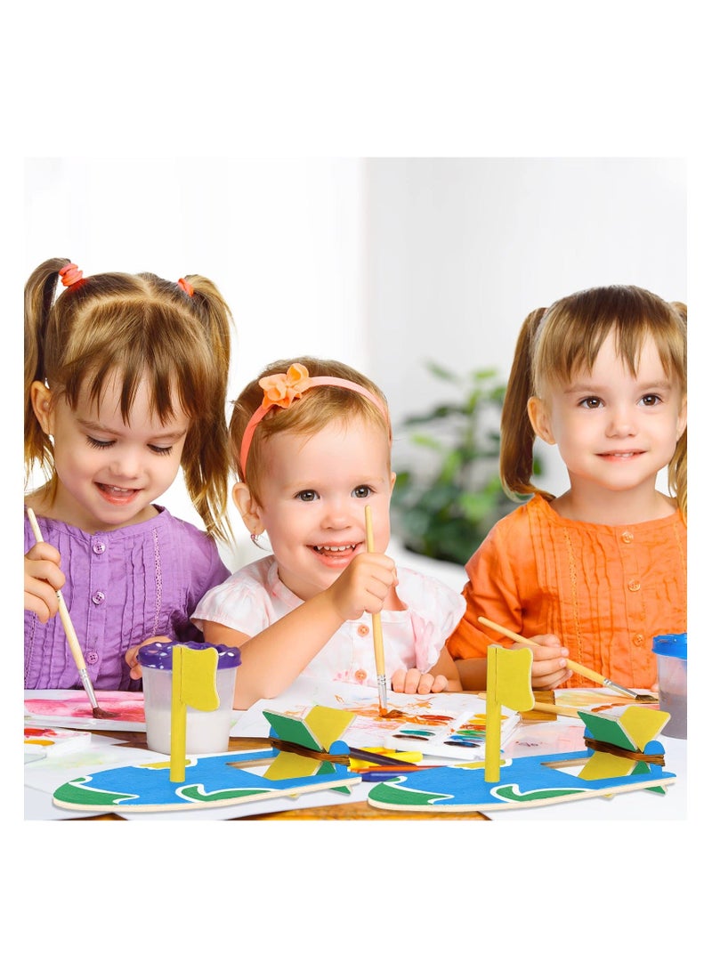 NIBEMINENT 12 Pcs DIY Wooden Sailboat Model Rubber Band Paddle Wood Boat Craft Paint Toys for Birthday Carnival Party Handmade Kids Gift School Projects - Image 2