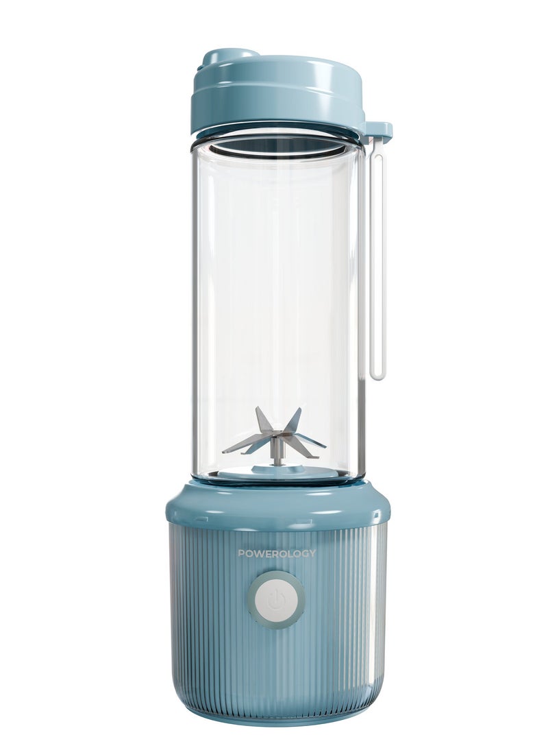 Powerology Press & Refresh Portable Blender 450mL / Rechargeable Juicer 2500mAh Battery / Sharp Steel Blades / Portable Blender and Mixer / Shaker / Smoothie Maker - Light Blue - Image 1