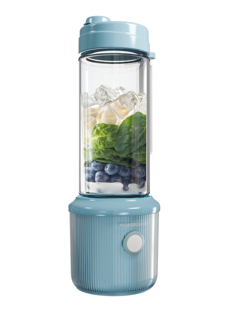 Powerology Press & Refresh Portable Blender 450mL / Rechargeable Juicer 2500mAh Battery / Sharp Steel Blades / Portable Blender and Mixer / Shaker / Smoothie Maker - Light Blue - Image 2