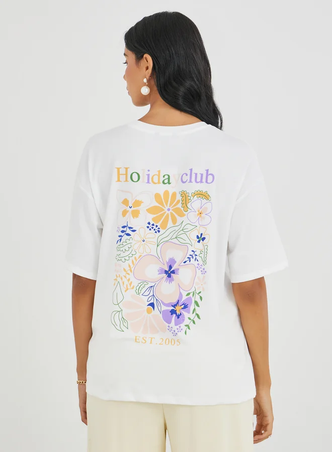 Take Two Take Two Graphic Print Round Neck Oversized T-Shirt
