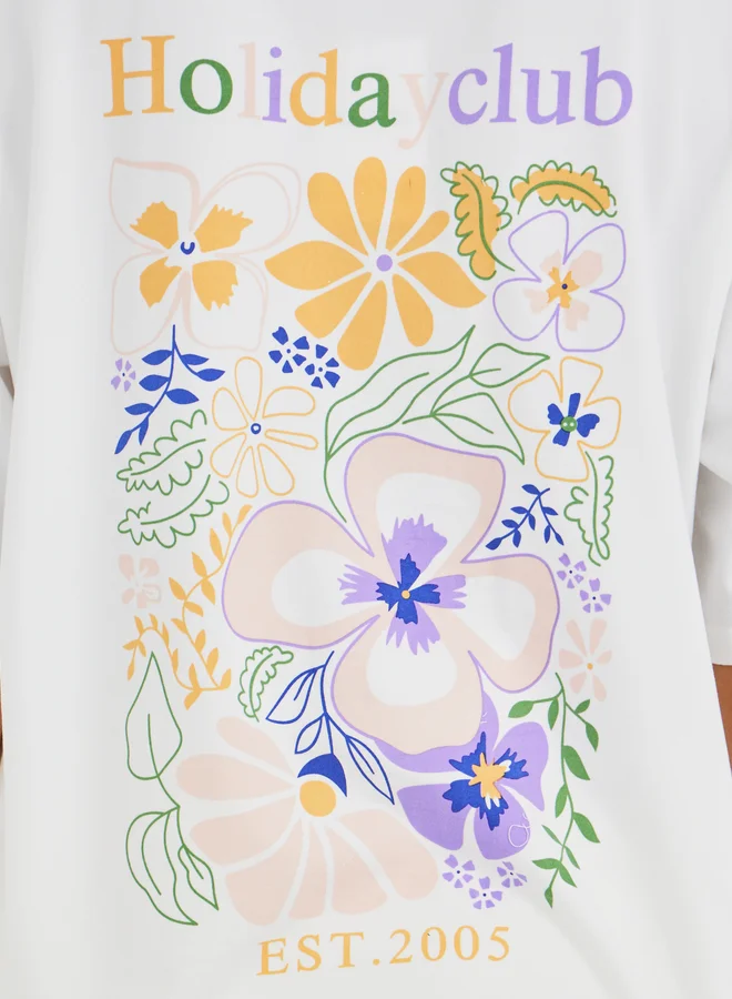 Take Two Take Two Graphic Print Round Neck Oversized T-Shirt