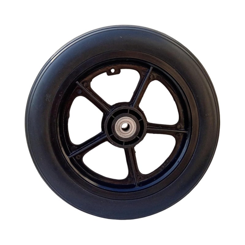 eOneAid 12 Inch Rear Wheel Replacement for Wheelchair – Durable Manual Wheelchair Back Wheel Spare Part –Smooth Rolling, Shock Absorbing, Easy Install, Strong & Reliable Mobility- Black (Pack of 2) - Image 4