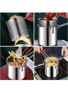 Generic Mini Deep Frying Pot with Basket, Mini Deep Fryer Oil Fryer, 304 Stainless Steel Tools with Anti-Scald Silicone Handle, Frying Pan for Home, Tempura Chips, French Fries, Chicken, Fish  - Image 3