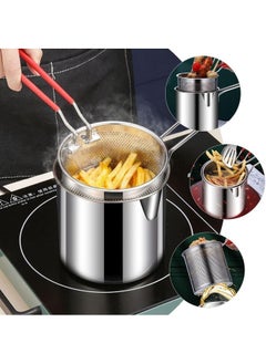 Generic Mini Deep Frying Pot with Basket, Mini Deep Fryer Oil Fryer, 304 Stainless Steel Tools with Anti-Scald Silicone Handle, Frying Pan for Home, Tempura Chips, French Fries, Chicken, Fish  - Image 4