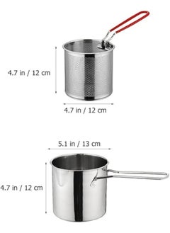 Generic Mini Deep Frying Pot with Basket, Mini Deep Fryer Oil Fryer, 304 Stainless Steel Tools with Anti-Scald Silicone Handle, Frying Pan for Home, Tempura Chips, French Fries, Chicken, Fish  - Image 5