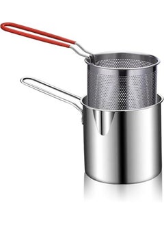Generic Mini Deep Frying Pot with Basket, Mini Deep Fryer Oil Fryer, 304 Stainless Steel Tools with Anti-Scald Silicone Handle, Frying Pan for Home, Tempura Chips, French Fries, Chicken, Fish  - Image 2
