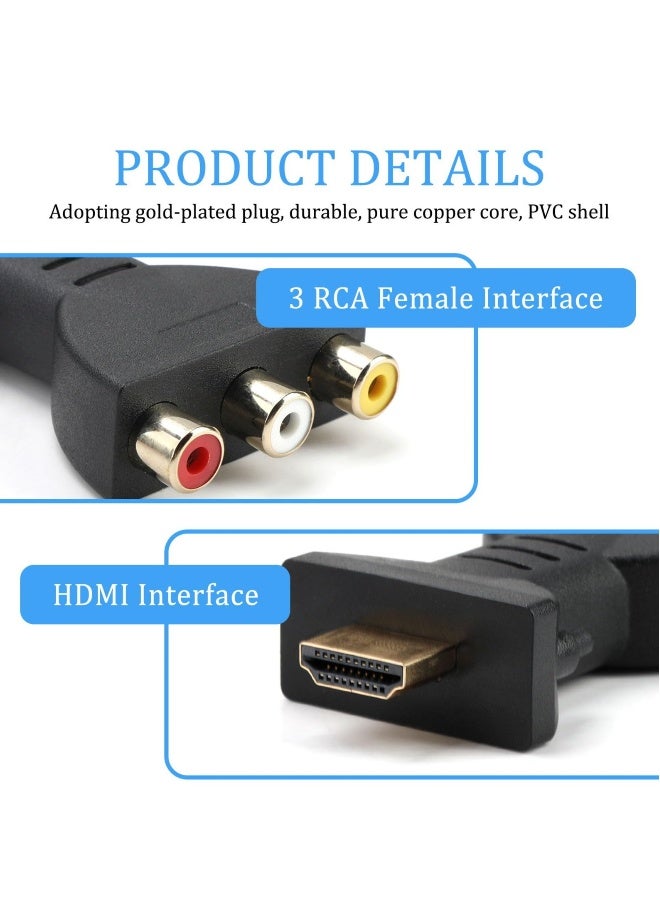 2 pcs HDMI to AV RGB RCA Converter, HDMI to 3 RGB Adapter, Component Connector 1080P High Definition Video Audio Adapter Digital Signal Converter for TV Laptop Xbox PS2 PS3 Camera DVD - Image 5