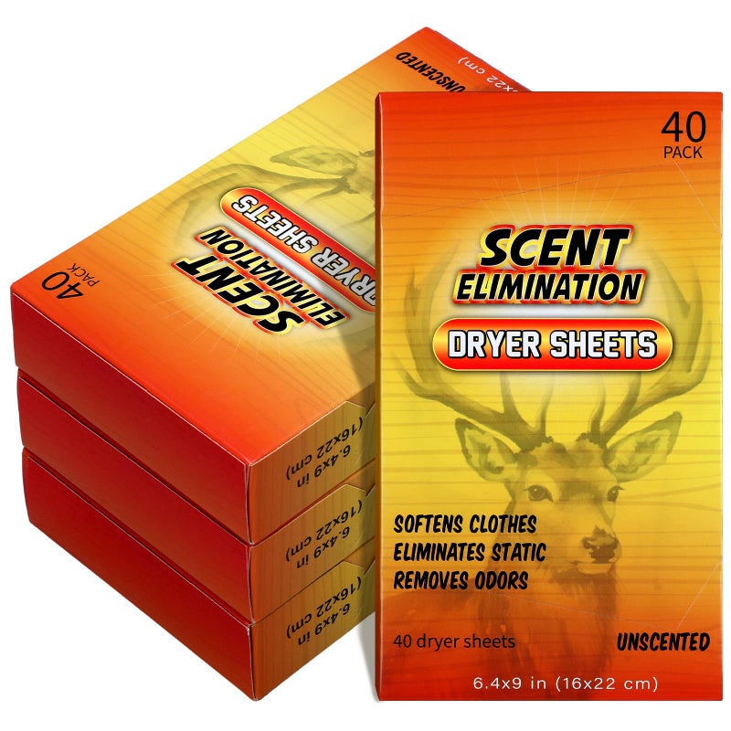 Wovnet 4 Packs 160 Sheet Scent Elimination Dryer Sheets for Hunting Scent Free Dryer Sheets Hunting Fabric Softener for All Fabrics Clothes(Modern) - Image 1