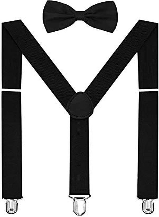 Malvina مجموعة مالفينا للأولاد من حزام معلق أسود عادي وربطة عنق سوداء - Image 1